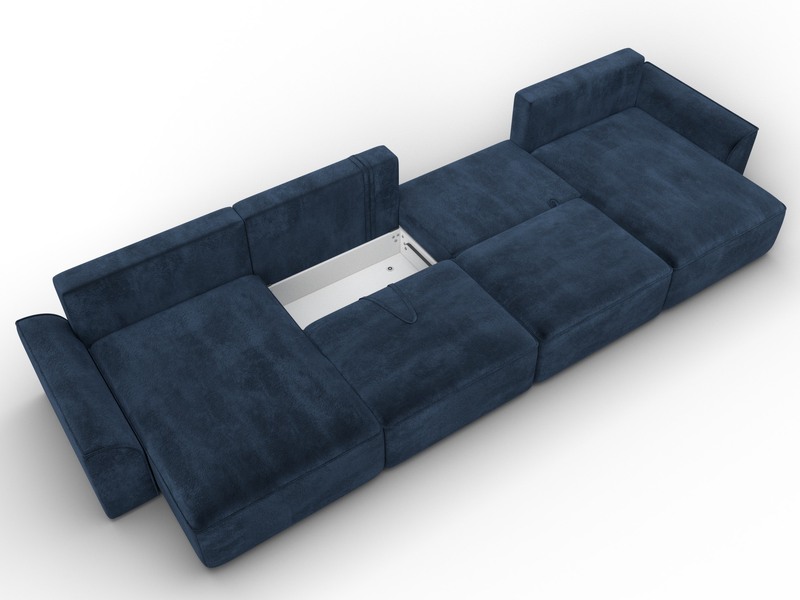 Диван П-образный Лига-048 НПБ лонг, Велюр, TOWER 13 синий