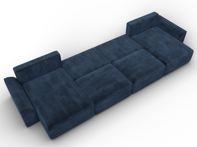 Диван П-образный Лига-048 НПБ лонг, Велюр, TOWER 13 синий