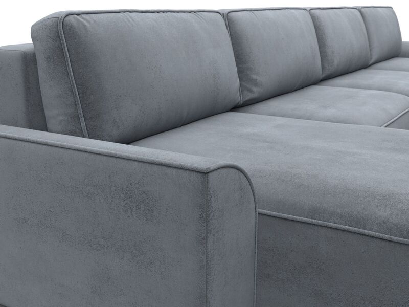 Диван П-образный Лига-048 НПБ лонг, Велюр, TOWER 10 серый