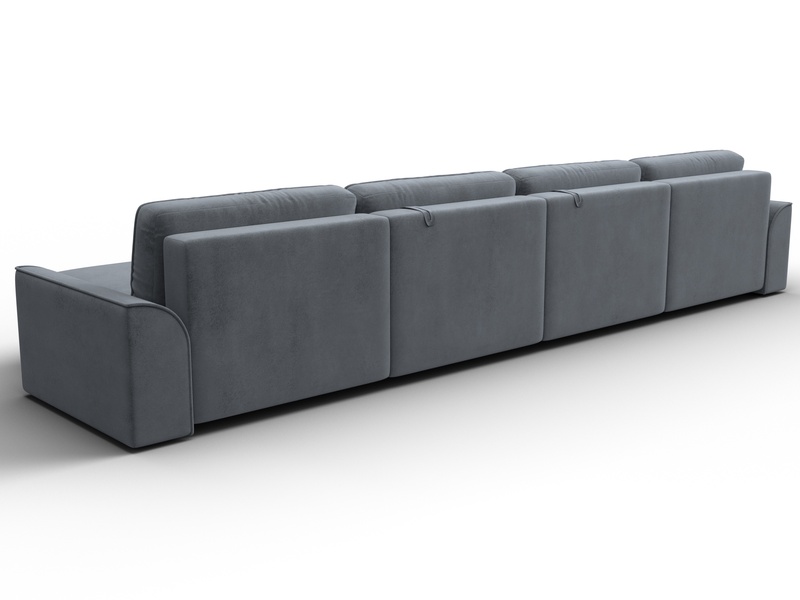 Диван П-образный Лига-048 НПБ лонг, Велюр, TOWER 10 серый