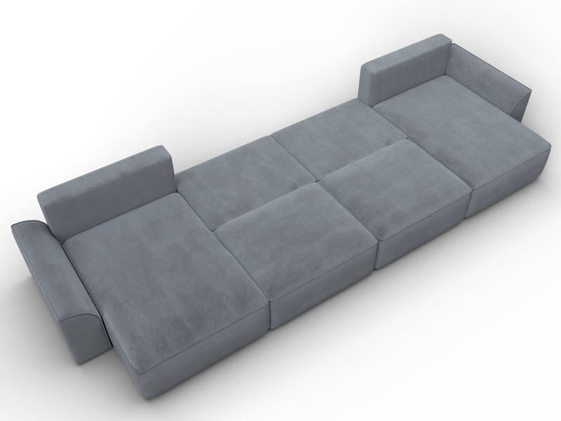 Диван П-образный Лига-048 НПБ лонг, Велюр, TOWER 10 серый