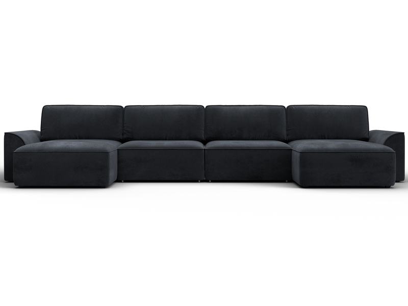 Диван П-образный Лига-048 НПБ лонг, Велюр, TOWER 11 темно-серый