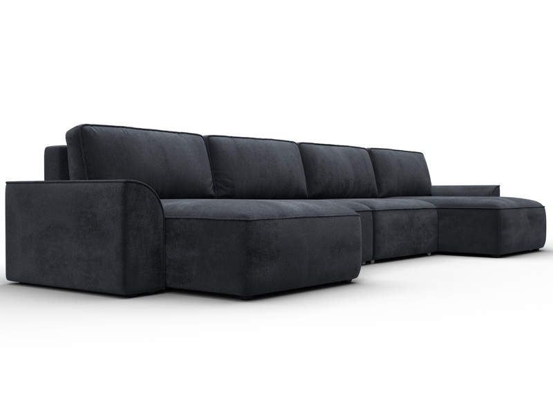 Диван П-образный Лига-048 НПБ лонг, Велюр, TOWER 11 темно-серый