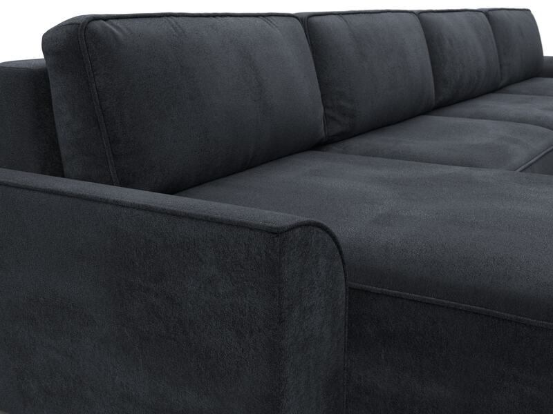Диван П-образный Лига-048 НПБ лонг, Велюр, TOWER 11 темно-серый