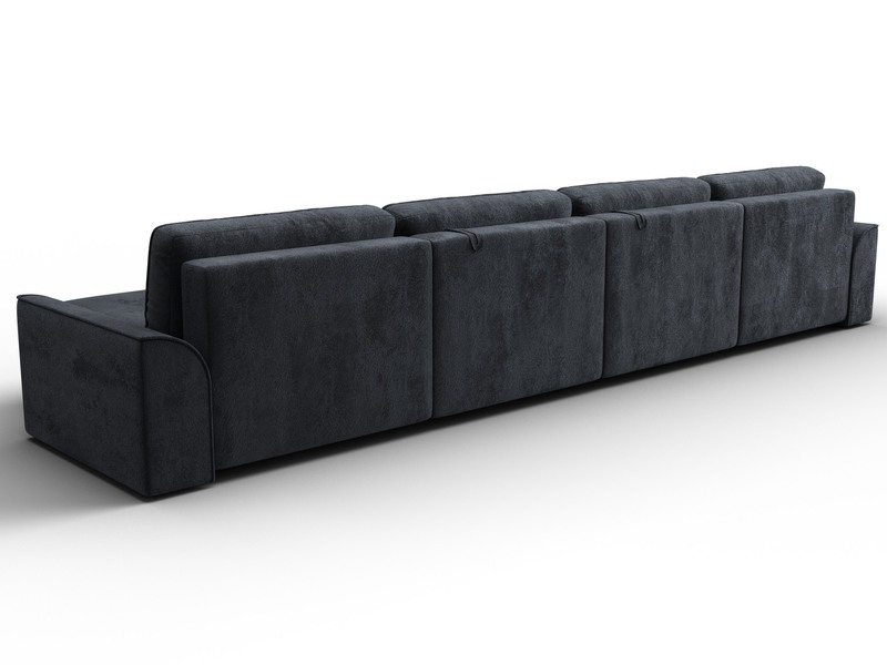 Диван П-образный Лига-048 НПБ лонг, Велюр, TOWER 11 темно-серый