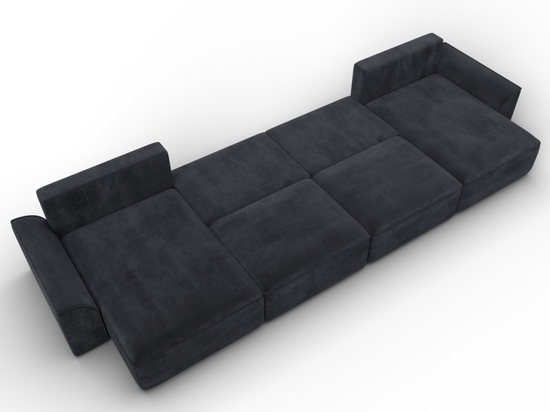 Диван П-образный Лига-048 НПБ лонг, Велюр, TOWER 11 темно-серый