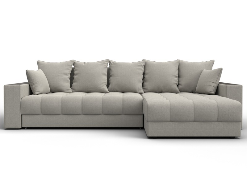 Диван угловой с декором и полкой Лига-050 НПБ, Рогожка, Амур 02 бежевый