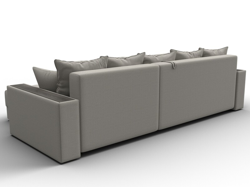 Диван угловой с декором и полкой Лига-050 НПБ, Рогожка, Амур 02 бежевый