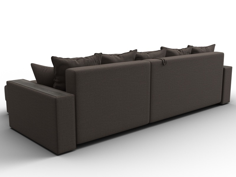 Диван угловой с декором и полкой Лига-050 НПБ, Рогожка, Амур 05 коричневый