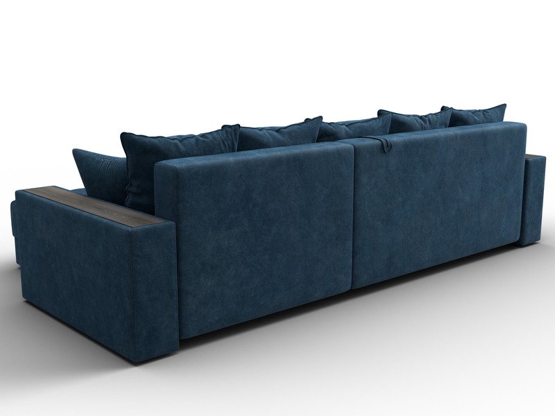 Диван угловой с декором и полкой Лига-050 НПБ, Велюр, BRUT 11 синий
