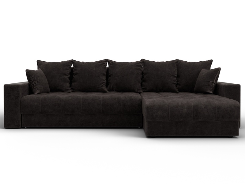 Диван угловой с декором и полкой Лига-050 НПБ, Велюр, BRUT 17 коричневый