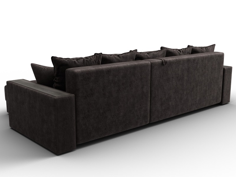 Диван угловой с декором и полкой Лига-050 НПБ, Велюр, BRUT 17 коричневый