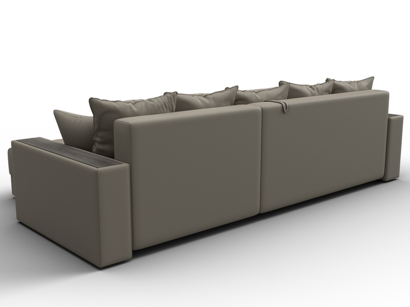 Диван угловой с декором и полкой Лига-050 НПБ, Экокожа, GRIFON 04 бежевый