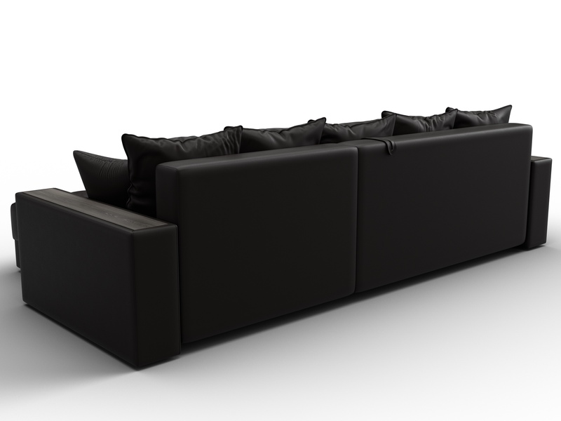 Диван угловой с декором и полкой Лига-050 НПБ, Экокожа, GRIFON 12 коричневый