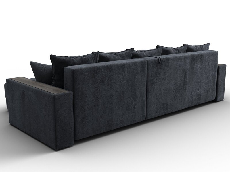 Диван угловой с декором и полкой Лига-050 НПБ, Велюр, TOWER 11 темно-серый