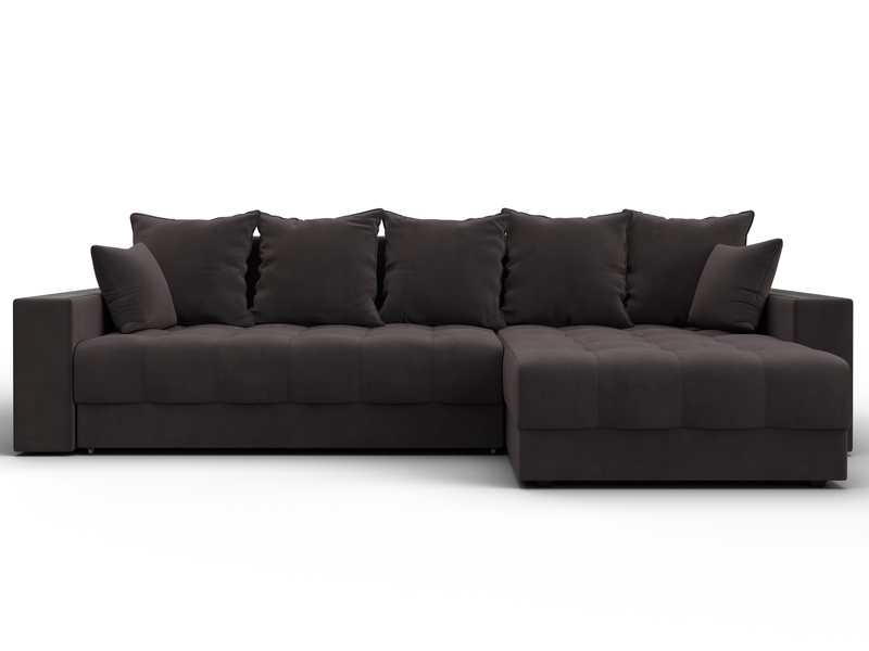 Диван угловой с декором и полкой Лига-050 НПБ, Велюр, SEVEN 727 коричневый