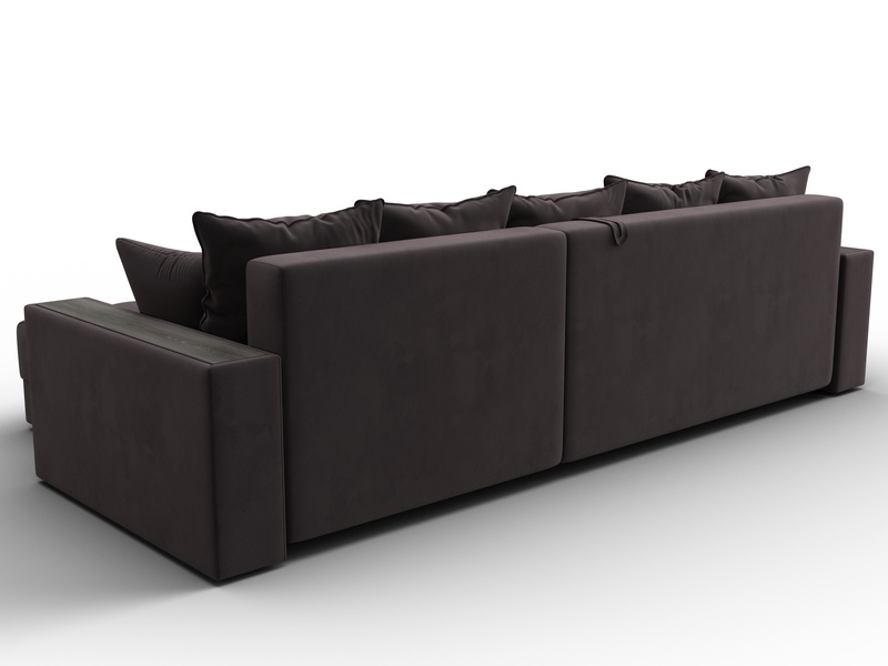 Диван угловой с декором и полкой Лига-050 НПБ, Велюр, SEVEN 727 коричневый