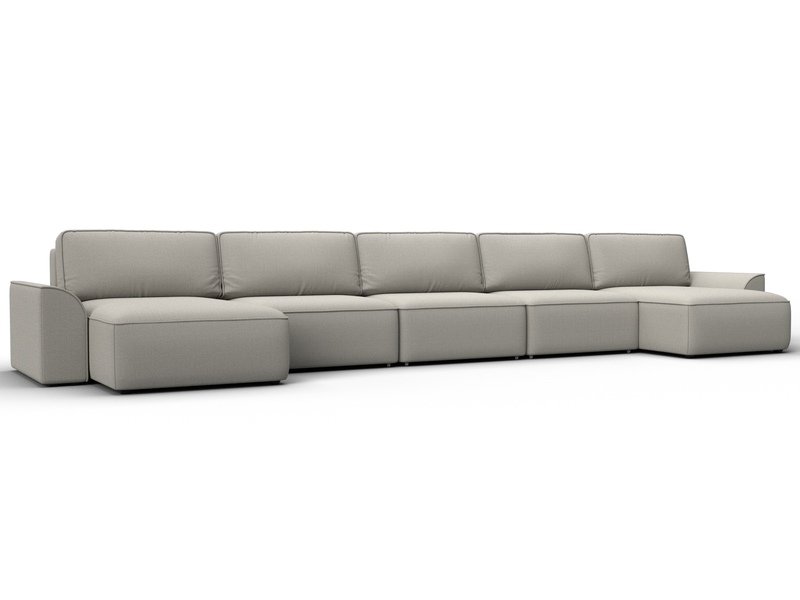 Диван П-образный Лига-048 НПБ МегаЛонг, Рогожка, Амур 02 бежевый