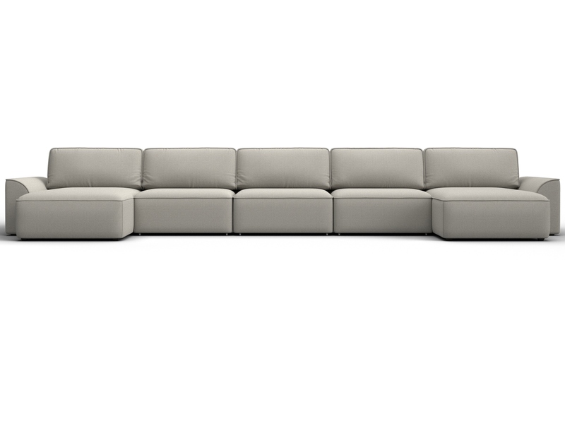 Диван П-образный Лига-048 НПБ МегаЛонг, Рогожка, Амур 02 бежевый