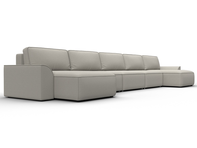 Диван П-образный Лига-048 НПБ МегаЛонг, Рогожка, Амур 02 бежевый