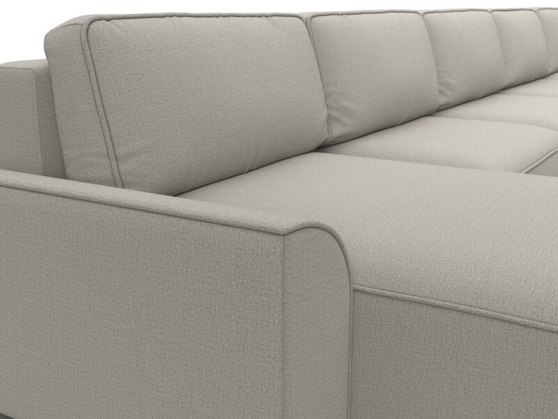 Диван П-образный Лига-048 НПБ МегаЛонг, Рогожка, Амур 02 бежевый