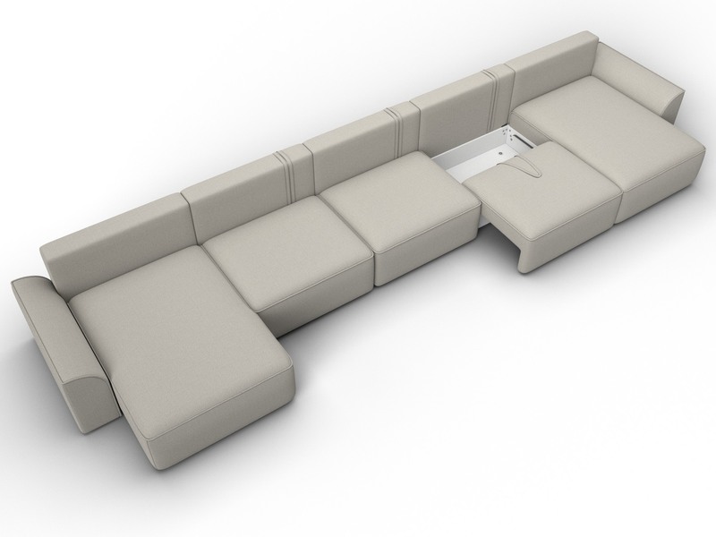 Диван П-образный Лига-048 НПБ МегаЛонг, Рогожка, Амур 02 бежевый