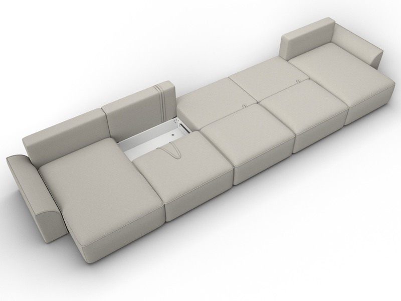 Диван П-образный Лига-048 НПБ МегаЛонг, Рогожка, Амур 02 бежевый