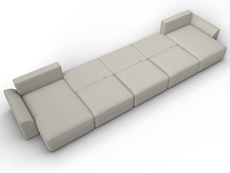Диван П-образный Лига-048 НПБ МегаЛонг, Рогожка, Амур 02 бежевый