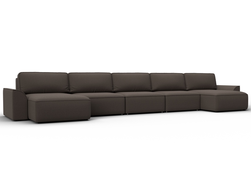 Диван П-образный Лига-048 НПБ МегаЛонг, Рогожка, Амур 05 коричневый