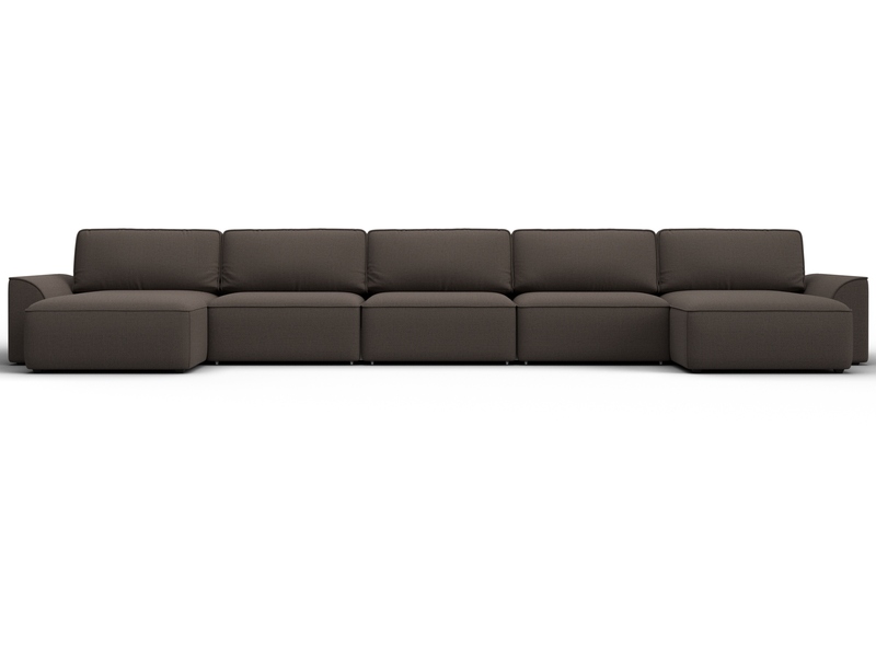 Диван П-образный Лига-048 НПБ МегаЛонг, Рогожка, Амур 05 коричневый