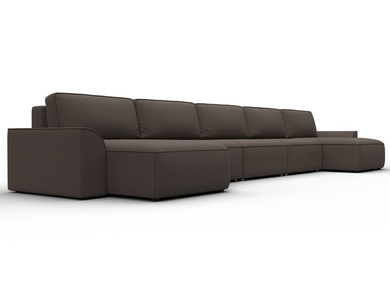 Диван П-образный Лига-048 НПБ МегаЛонг, Рогожка, Амур 05 коричневый