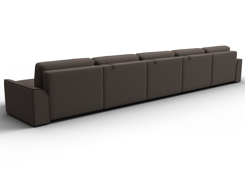 Диван П-образный Лига-048 НПБ МегаЛонг, Рогожка, Амур 05 коричневый