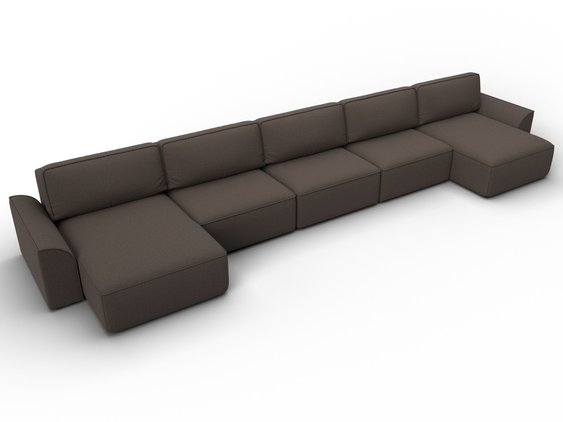 Диван П-образный Лига-048 НПБ МегаЛонг, Рогожка, Амур 05 коричневый