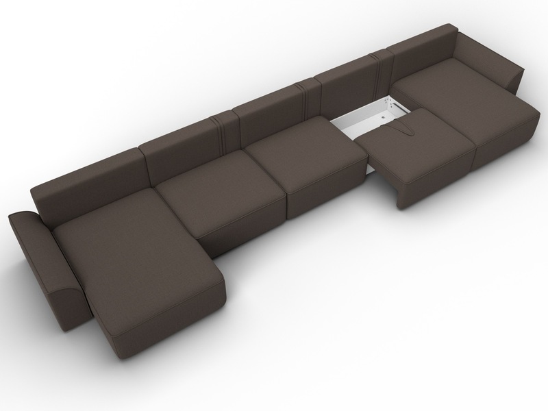 Диван П-образный Лига-048 НПБ МегаЛонг, Рогожка, Амур 05 коричневый