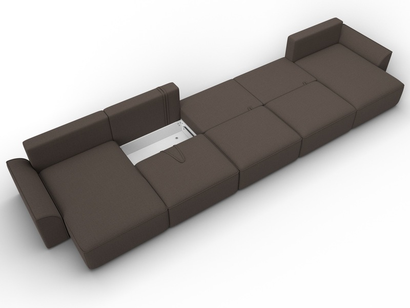 Диван П-образный Лига-048 НПБ МегаЛонг, Рогожка, Амур 05 коричневый