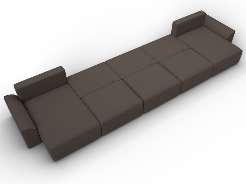 Диван П-образный Лига-048 НПБ МегаЛонг, Рогожка, Амур 05 коричневый