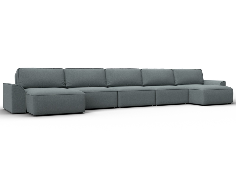 Диван П-образный Лига-048 НПБ МегаЛонг, Рогожка, Амур 07 серый