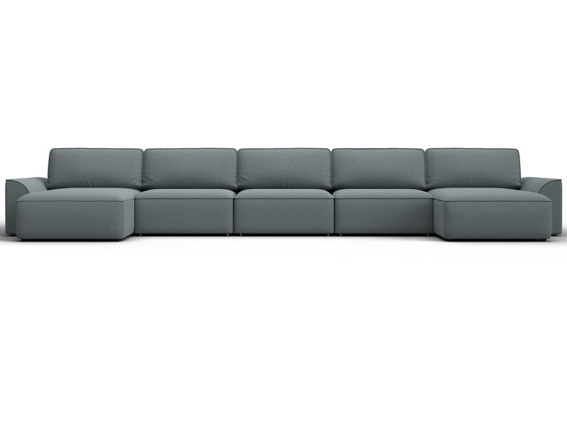 Диван П-образный Лига-048 НПБ МегаЛонг, Рогожка, Амур 07 серый