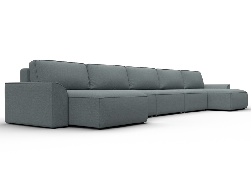 Диван П-образный Лига-048 НПБ МегаЛонг, Рогожка, Амур 07 серый