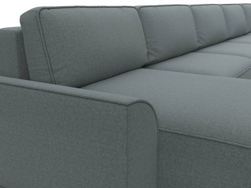 Диван П-образный Лига-048 НПБ МегаЛонг, Рогожка, Амур 07 серый