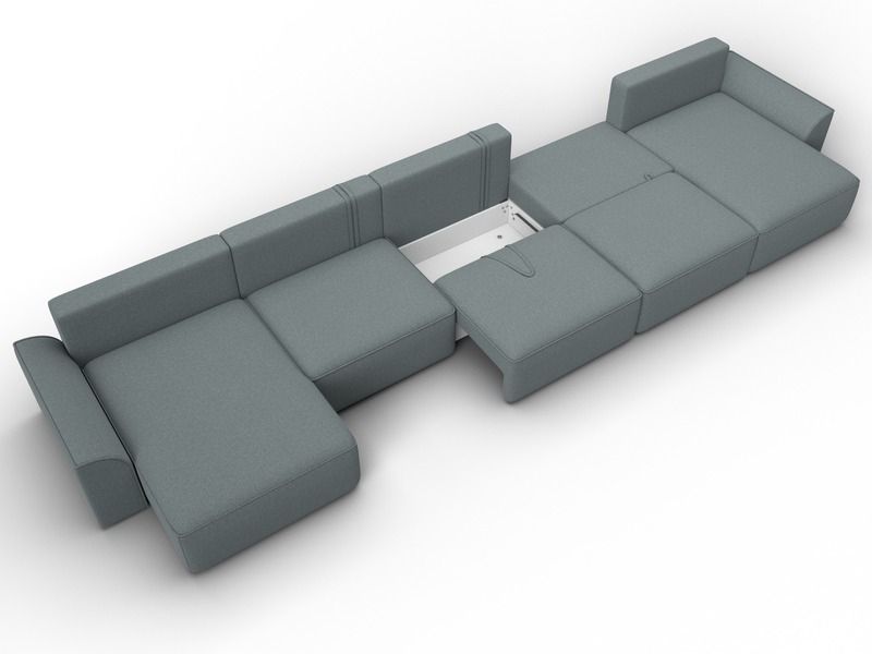 Диван П-образный Лига-048 НПБ МегаЛонг, Рогожка, Амур 07 серый