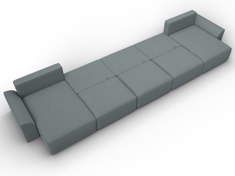Диван П-образный Лига-048 НПБ МегаЛонг, Рогожка, Амур 07 серый