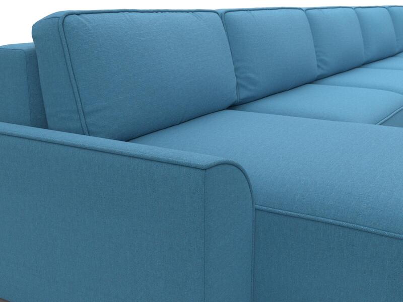 Диван П-образный Лига-048 НПБ МегаЛонг, Рогожка, Амур 10 голубой