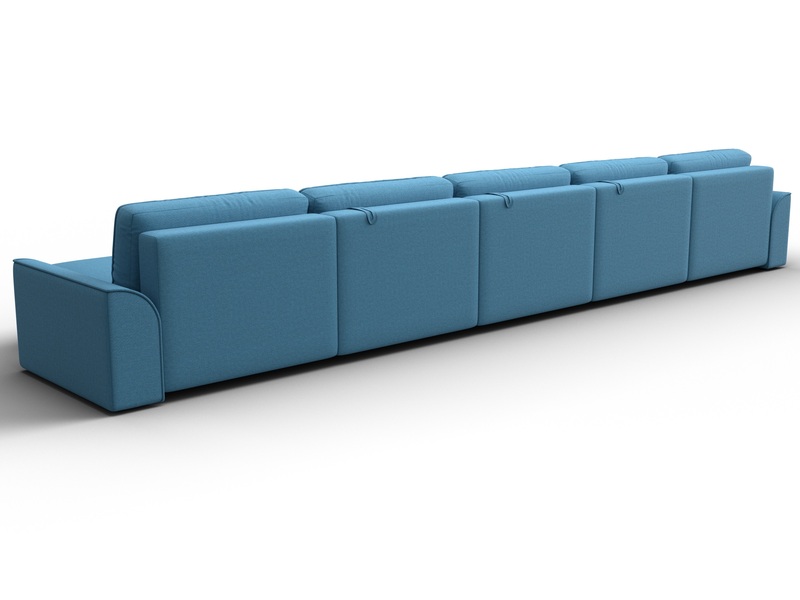 Диван П-образный Лига-048 НПБ МегаЛонг, Рогожка, Амур 10 голубой