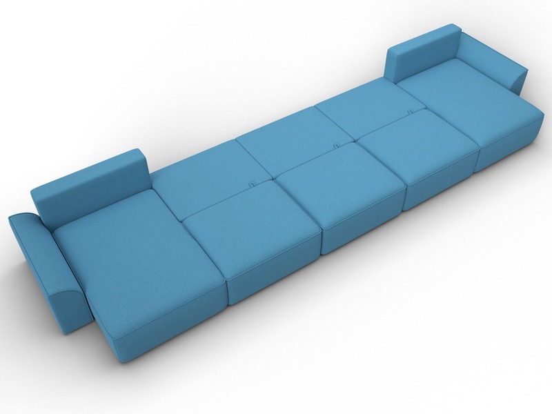Диван П-образный Лига-048 НПБ МегаЛонг, Рогожка, Амур 10 голубой