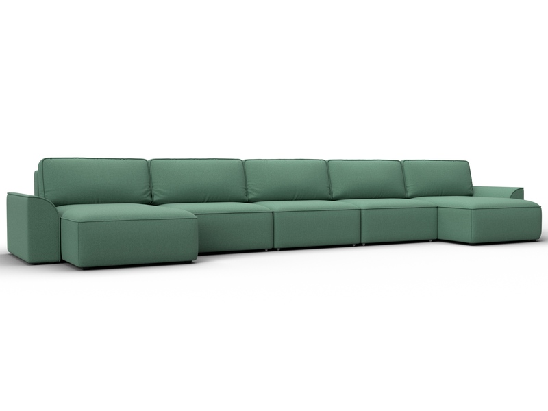 Диван П-образный Лига-048 НПБ МегаЛонг, Рогожка, Амур 11 зеленый