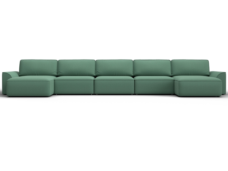 Диван П-образный Лига-048 НПБ МегаЛонг, Рогожка, Амур 11 зеленый