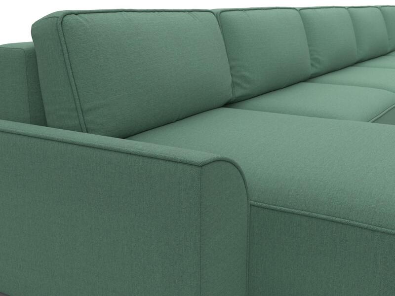 Диван П-образный Лига-048 НПБ МегаЛонг, Рогожка, Амур 11 зеленый