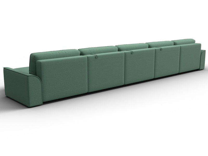 Диван П-образный Лига-048 НПБ МегаЛонг, Рогожка, Амур 11 зеленый