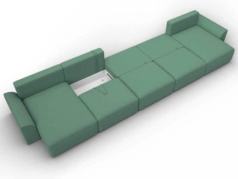Диван П-образный Лига-048 НПБ МегаЛонг, Рогожка, Амур 11 зеленый